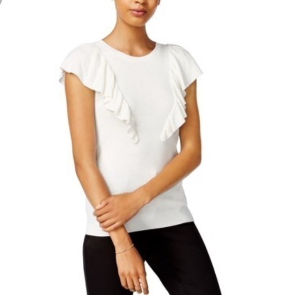 Maison Jules Womens Flutter-Sleeve Pullover Top